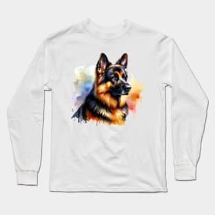 German Shepherd Watercolor - Beautiful Dog Long Sleeve T-Shirt